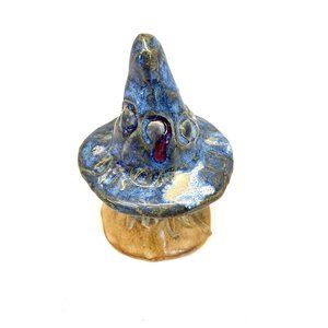 Vintage Clay Art Pottery Mushroom Toadstool Hand Thrown Signed HTp